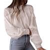 Generico Camicetta da Donna in Pizzo con Maniche a Campana e trafori Scollo a Lupetto Casual Leggera alla Moda Stile Boho