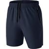 HMIYA Pantaloncini Running Uomo Leggero Sportivi Shorts Asciugatura Veloce Palestra Corsa Calzoncini con Tasca con Cerniera(Blu Scuro,EU-5XL/US-4XL)