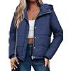 Zeagoo Giubbotto Donna Invernale Piumino Imbottito Con Cappuccio Tasche E Zip Giacca Trapuntata Calda Leggera Antivento Stile Corto Blu S