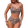 Adigaber Donna Costume da Bagno Due Pezzi Vita Alta Incrociato Frontale Costumi da Bagno Metallico Bikini Set