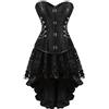 WLFFW Corsetto Donna Medievale e Gonna Tutu Steampunk Catene S Nero