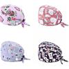 LIAOPUFUS 4 Pezzi Cappello Scrub Turbante Elastico Annodato Berretto Stampati Colorati Cappello in Cotone Unisex con Fascia Sudore e Bottone