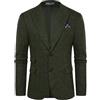 PJ PAUL JONES Sakko - Giacca da uomo vintage British Blazer, con 2 bottoni, in tweed, verde militare, XL