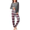 Ekouaer Pigiama Donna Invernale Caldo Lungo, Grigio, L