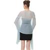 BEAUTELICATE Scialle Donna Elegante Crêpe Stola Estivo Leggera Coprispalle per Matrimonio Sposa Festa Cerimonia Abito (Blu ghiaccio, Taglia unica)
