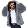 Generisch Cappotto invernale da uomo, comodo, in pelliccia calda, giacca invernale corta, con colletto a risvolto, in peluche, giacca di pelliccia, giacca invernale da uomo, R grigio., XXXXL