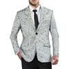 Gefomuofe Giacca con glitter da uomo con un bottone lucido, slim fit, per matrimoni, feste, paillettes, elegante giacca da festa, blazer regalo, argento, S
