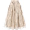 AXOE Donna Gonna Tulle Lunga Linea A Midi Elegante Elastico in Vita Alta Estiva Casual Ufficio Beige e Pois Nero, Taglia 52-56, 4XL