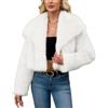 ZhuiKun Giacca Donna in Pelliccia Sintetica Corta Collo a revers Largo Maniche Lunghe Cappotto Invernale Aperta Davanti Cardigan Morbido - Bianco, S