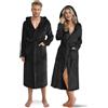 Twinzen - Accappatoio Uomo e Donna Morbido con Cappuccio - Nero