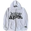 Generic Hoodie Y2K Giacca da Uomo da Felpe con Zip con Cappuccio Grafica con Lettere Felpa Oversize Giacca con Cappuccio Vintage Giacca Felpata con Cappuccio Maglia Cappuccio Donna Donna Felpa (White, XXL)