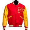 Leather Verse Giacca da uomo in pelle rossa MJJ Thrilleer | Giacca thriller per costume per adulti per Halloween, Varsity - Maniche in lana / vera pelle, L