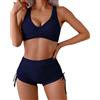 RYTEJFES Costume Donna Due Pezzi Curvy Bikini Donna Mare Nuoto Costumi Da Bagno Triangolo Top Fascia Con Pantaloncino Imbottitura Reggiseno Set 2 Coppe Push Up Ferretto Piscina Pezzo Sotto Xs Vita Alta