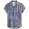 Xmiral Camicia Top Camicetta Uomo Manica Corta Stampa Casual Risvolto Tropicale Estate Standard Fit Casual (XXL,1Blu)