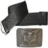 MAZE Cintura da kilt in pelle goffrata e fibbia antica con cardo Embossed Black With Antique Thistle Buckle 106,68 cm