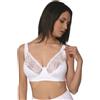 BeMyco Reggiseno con Ferretto Coppa D - Made in Italy - Spalline Larghe Regolabili - Pizzo e Cotone - con Chiusura a Tre Regolazioni (IT, Taglia della Coppa & Taglia della Fascia, D, 5, Bianco)