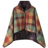 CSARPECT Poncho Pile Donna, Flanella Mantello Scialle Indossabile Caldo Invernale con Bottoni Wrap Cape, Coprispalle Coperta Plaid Sciarpa (80*130cm, Griglia dei colori, Taglia unica)