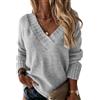 Generico Maglia Cashmere Donna Dolcevita Donna Manica Lunga Lurex Montagna Tops Elegante Sottile Sweater Caldo Mohair Scollo a V Termico Norvegesi Maglie Pullover Maglioncini Abbigliamento 2#grigio XL