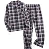 Generico Pigiama Aperto Davanti Uomo Camicia da Notte Sciolto Morbido Eleganti Cotone Caldo Manica Lunga Pigiami Mezza Stagione Completo Autunnale E Invernale Casa Homewear