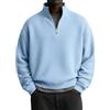 generic Maglione da uomo con zip a tre quarti, in maglia leggera, a maniche lunghe, con collo a polo, a girocollo, casual, con zip, in maglia, Azzurro, 6XL