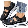Sobzia Sandali Donna Estive Comode,Sandali Chiusi Davanti Donna Estive Ortopedici Comodi Sandalo Trekking Sportivi Leggeri Sandalo con Zeppa Antiscivolo Scarpe con Strappo Scarpa Passeggio Nero 40