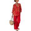 Gienslru Completo Donna Estivo Boho Tuta Set 2 Pezzi Effetto Lino Pantaloni Larghi e Top Scollo a V 3/4 Tute Casual Mare Vacanza Co-ord Cotone Leggero Outfit Elegante