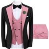 Sliktaa Completo da uomo, 3 pezzi, con un bottone, slim fit, formale, per matrimoni, cene, blazer, gilet e pantaloni, multicolore, rosa, M