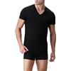 Intimitaly Set 2 Magliette Intime Uomo Cotone Elasticizzato Girocollo e Scollo V - T Shirt Basic Finissima Cuciture Piatte Intimo Maglietta Uomo Nera Bianca e Colorata (2 Scollo V Nere, 6/XL)