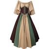 Fannyfuny Costume da Dama dell'800 Vintage Abiti con Maniche a Farfalla Vestito Gotico Donna Lunghe con Spalle Scoperte Curvys Abito Lungo rinascimentali,Carnevale, Halloween, 02caffè, XXL
