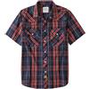 Dubinik® Camicia Uomo Maniche Corte a Quadri Western con Bottoni Automatici Stile Cowboy Blu Navy Rosso M