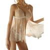 Dobovova Pigiama da donna in pizzo trasparente Set Sexy Backless Bretella gonna 1 (bianco, XL), bianco, X-Large