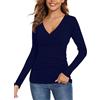 WOWENY Maglia termica da donna sexy Cross Wrap maglione invernale sweetheart collo a maniche lunghe biancheria intima termica maglietta a maniche lunghe in pile