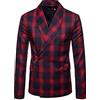 GUOCU Giacche Uomo Casual Giacca Doppiopetto Slim Fit a Righe Classica Blazer a Righe Verticali con Due Bottoni Giacca Abito a Quadri Giacca da Lavoro Revers Smoking da Sposa Elegante Cappotto