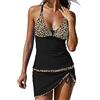 Modaworld Costume da Bagno Donna con Scollo a V in Due Pezzi Tuta da Bagno Tipo Gonna Tankini Beachwear Costume da Bagno Diviso Swimsuit per Mare Spiaggia Piscina Party Vacanza