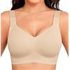Yommay Reggiseni da donna senza ferretto a copertura completa reggiseni comfort da donna per dormire tutti i giorni reggiseni con imbottito, Nude, M