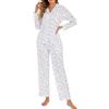 LUBOT Pigiama Donna in Cotone 100% Tessuto - Completo 2 Pezzi Manica Corta con Bottoni, Anti-Sgualcitura & Traspirante, per Notte e Casa