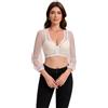 Trachtland Camicia Dirndl Donna Maniche Lunghe Tradizionale Oktoberfest Trasparente con Scollatura a V Bottoni e Pois Bianca Taglie 34-44 (DE/NL/SE/PL, Numerico, 44, Regular, Regular, Bianco)