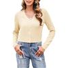 Irevial Cardigan Corto Donna Lavorato a Maglia Maniche Lunghe | Chiusura con bottoni, lavorazione traforata, tessuto leggero, taglio casual, stile elegante, per primavera estate e autunno