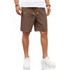 COOFANDY Pantaloni Casual Pantaloncini di Lino Pantaloncini con Elastico Pantaloni di Lino Estivi per Uomo Pantaloni da Spiaggia con Tasche Brown L