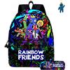 GDFENDU 2 zaini arcobaleno con gioco anime con portachiavi amici, 16 pollici stampato 3D cartone animato borsa per laptop zaino casual zaino da viaggio., A, 16in