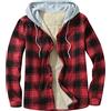 Duohropke Holzfäller - Camicia Termica da Uomo Con Cappuccio, Foderata, a Quadretti, in Pile di Flanella, Maniche Lunghe, Cerniera, da Lavoro, per Sport, Vino, L