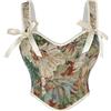 SCARLET DARKNESS Women Renaissance Corset Square V-Neck Lace-up Corset Top Floral Shapewear Corsets