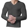 SalGiu Maglia Intima Uomo (2 Pezzi) 100% Caldo Cotone Manica Lunga Felpata Scollo a V Invernale Bianca Blu Nera Grigia (IT, Testo, XXL, Regular, Regular, 2 Grigio)
