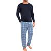 Marvmys Pigiama Uomo Invernale Cotone Lungo Due Pezzi con Maniche Lunghe con Scollo Rotondo e Lunghi Pantaloni a Quadri con Tasche