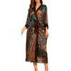 MEDUOLA Accappatoio Donna Estivo Kimono Raso Stampato Seta Camicia da Notte Lunga Elegante Taglia Unica,Pittura Cinese