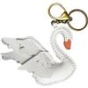 Yzikema Portachiavi con ciondolo a forma di cigno realizzato a mano in vera pelle, elegante accessorio per borsa da donna, squisita decorazione per borsa, bianco, 3.93 x 3.15 inches