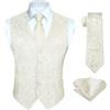 HISDERN Gilet Uomo Paisley Gilet e Cravatta Taschino Fazzoletto da Taschino da Festa di Nozze Completo da Completo S
