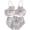 Vagbalena Donne Ragazze Carino Cartone Animato Modello Reggiseno e Panty Set Girly Kawaii Preppy Stile Caldo Lolita Stile Peluche Push-up Reggiseno Set (Bianco,S)