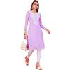 Estationeryhouse Kurti da donna in georgette Lucknowi chikankari, design rosa con ricamo pesante, senza pantaloni, Lilla, L