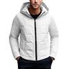 generic Giacca piumino trapuntata invernale da uomo con cappuccio, cappotto imbottito in cotone caldo, giacca leggera antivento per tempo freddo, abbigliamento esterno, bianco, M